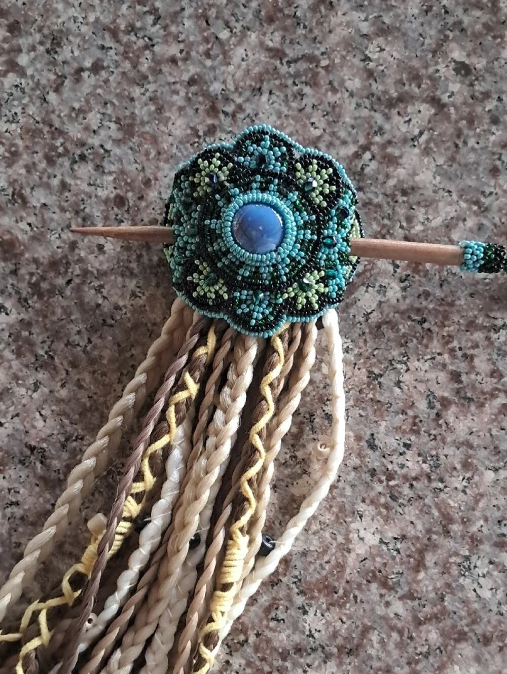 Handmade Beaded Turquoise Green Hair Barrette